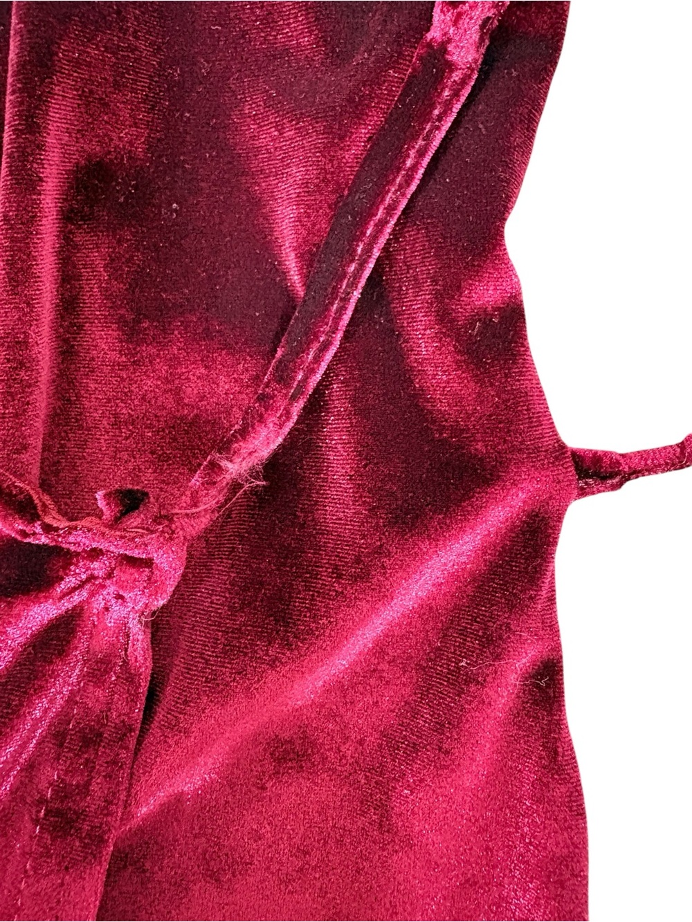 Missguided Burgundy Velvet Faux Wrap Maxi Dress High Slit Spaghetti Strap US 4 - Picture 11 of 13